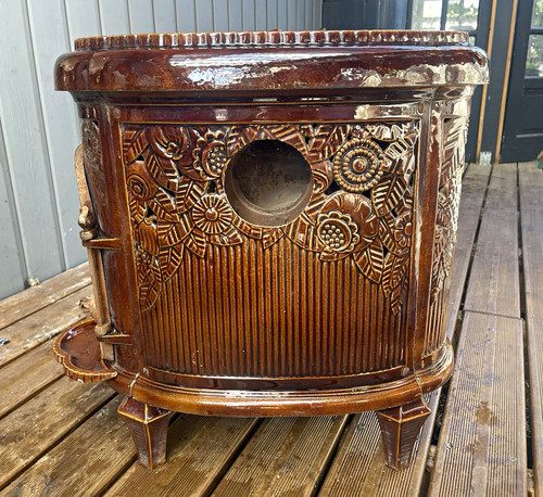 French antique brown enamel - french,