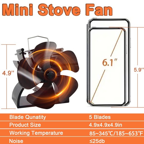 9in heat powered stove top - 4.9in,