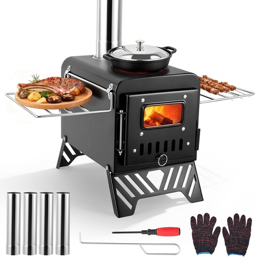 Portable wood burning tent - burning,